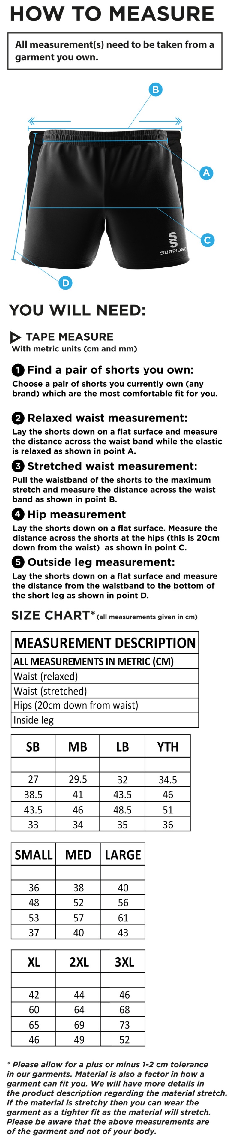 CLAYTON HALIFAX LEAGUE Performance Gym Short : Navy - Size Guide