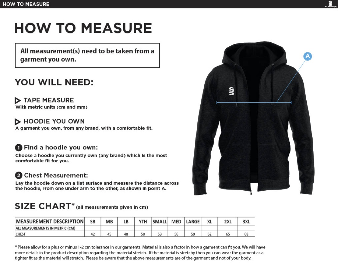 CLAYTON HALIFAX LEAGUE Dual Full Zip Hoody : Navy - Size Guide