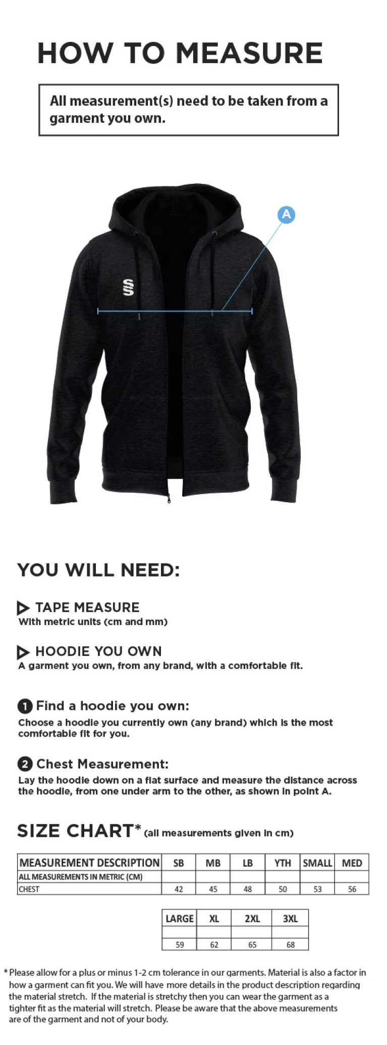 CLAYTON HALIFAX LEAGUE Dual Full Zip Hoody : Navy - Size Guide