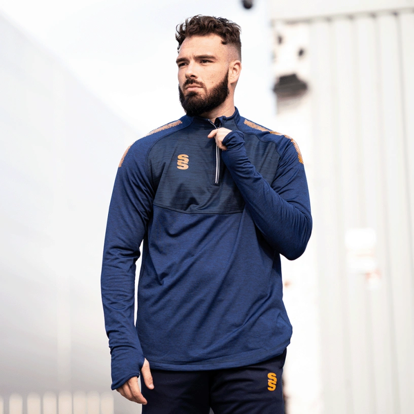 CLAYTON HALIFAX LEAGUE 1/4 Zip Dual Performance Top : Navy